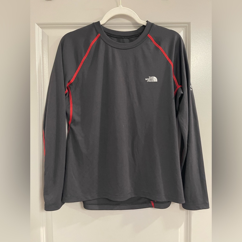 The North Face Dark Gray Shirt with Red Accents
